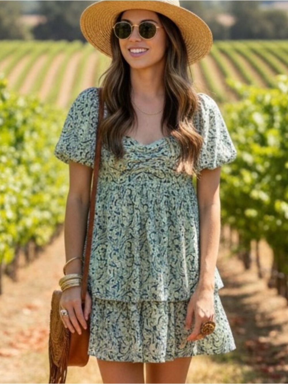NWT Lumiere Floral Puff-Sleeve Mini Dress - Size Large